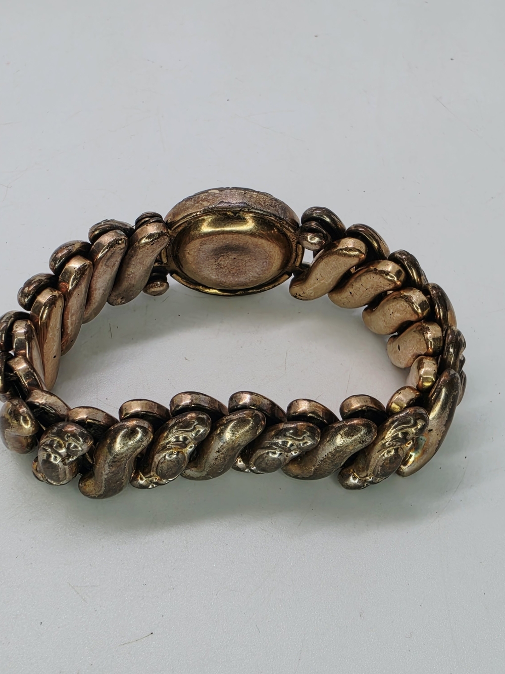Vtg WWII Era Gold Filled Sweetheart Expansion Bracelet Round Victorian Revival